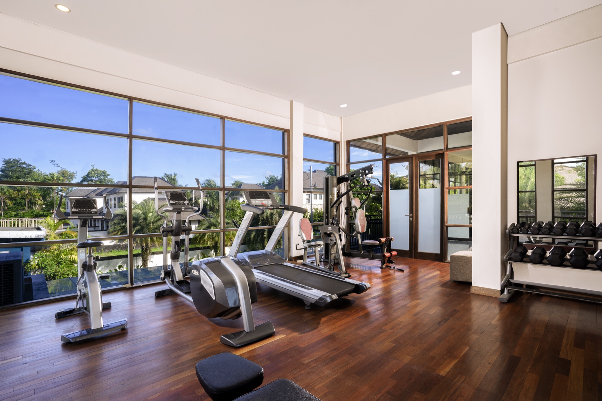 Fitness centre looking over the gardens
