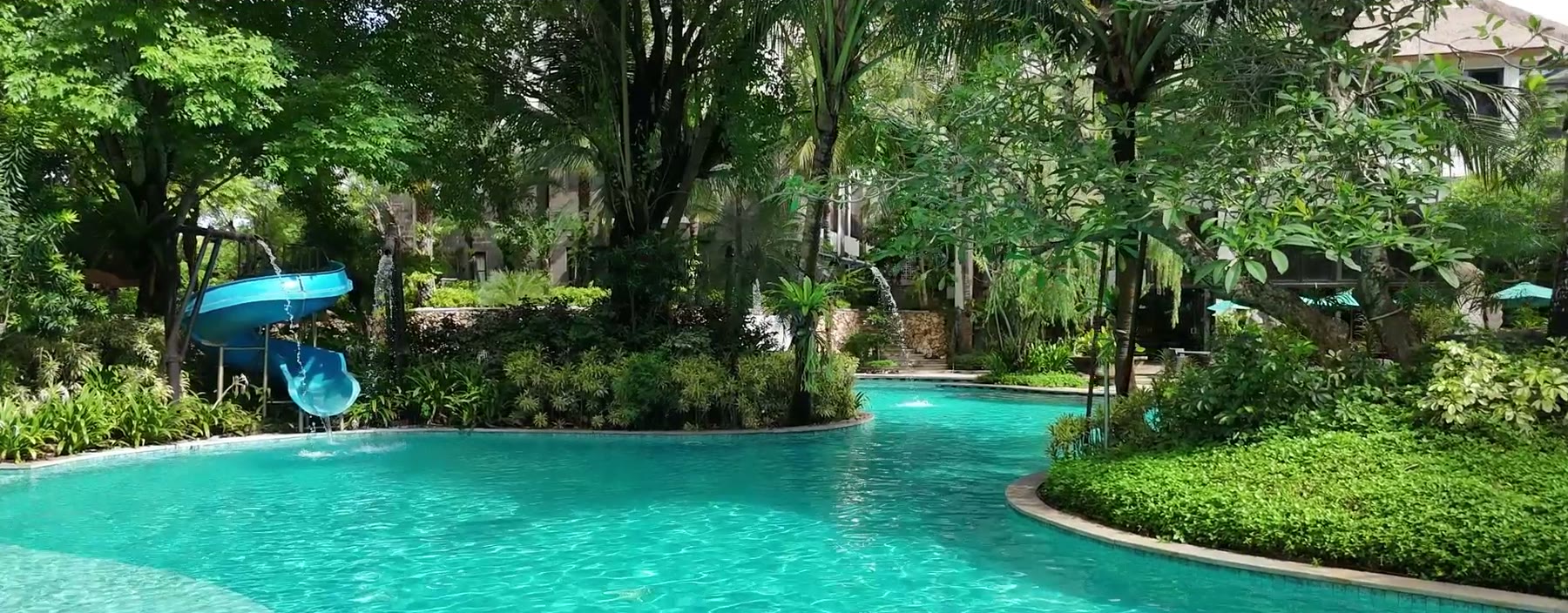 The family pool and waterslide