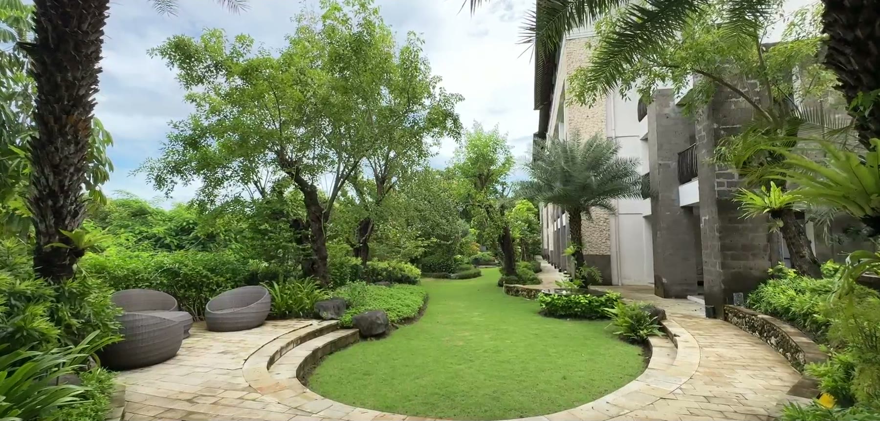 The garden lawn set for a celebration