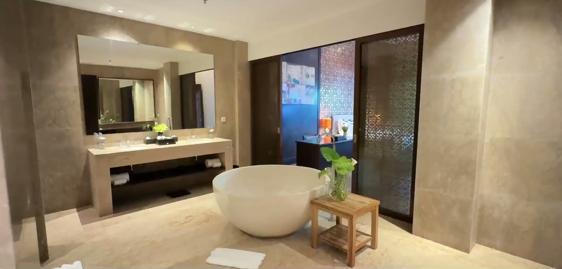 Bathroom with freestanding bath